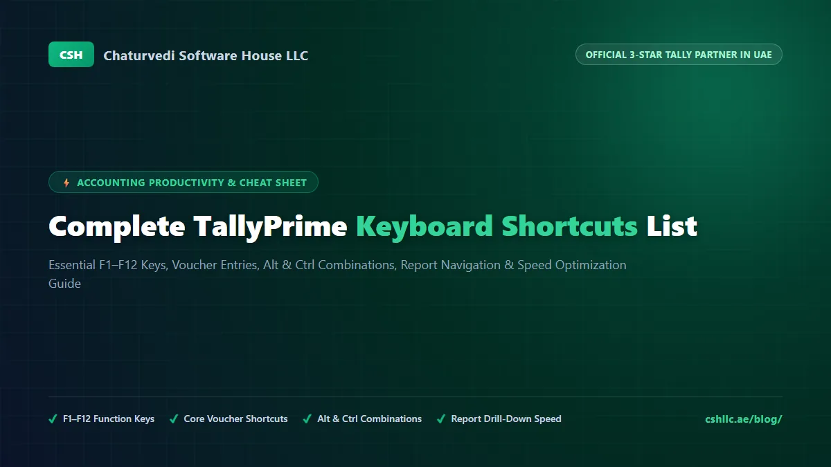 Complete TallyPrime Keyboard Shortcuts List and Guide Banner